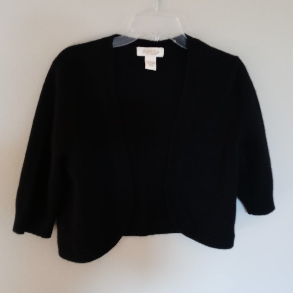 Black 100% Cashmere Open Front Sweater
